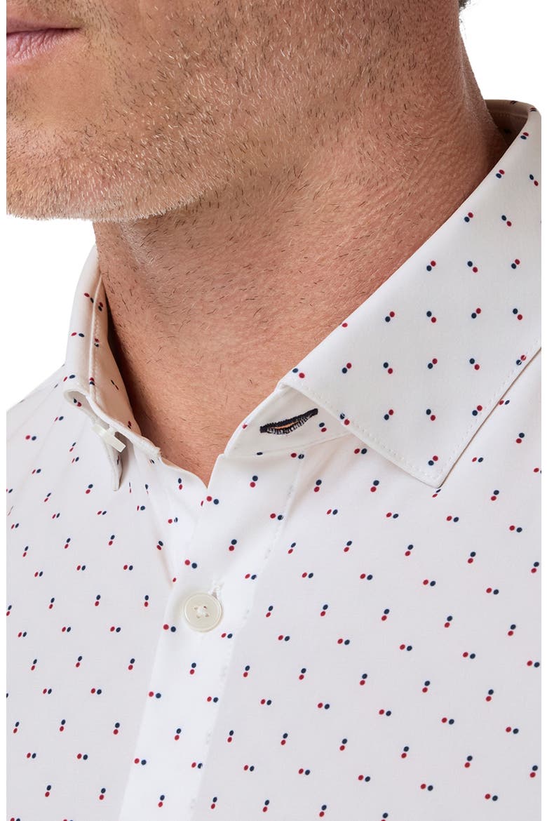Leeward Trim Fit Double Dot Performance Button-Up Shirt, Alternate, color, MERLOT DOUBLE DOT