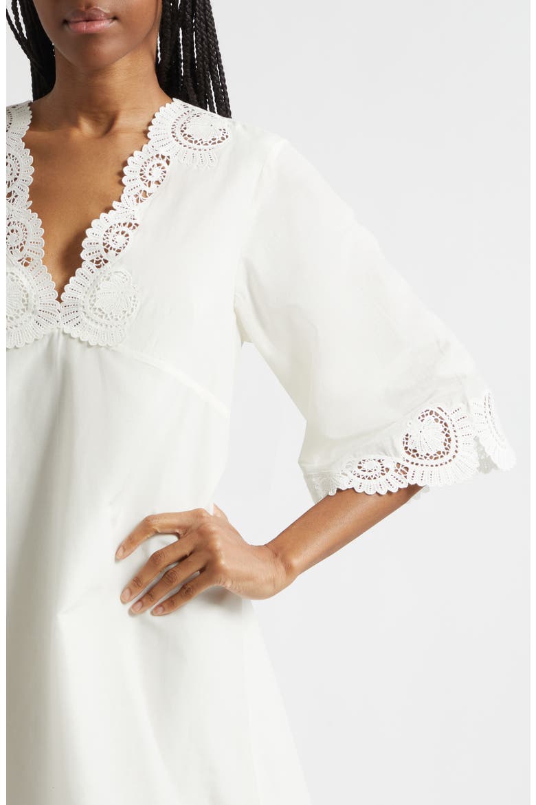 Darya Broderie Trim Kaftan Minidress, Alternate, color, CREAM