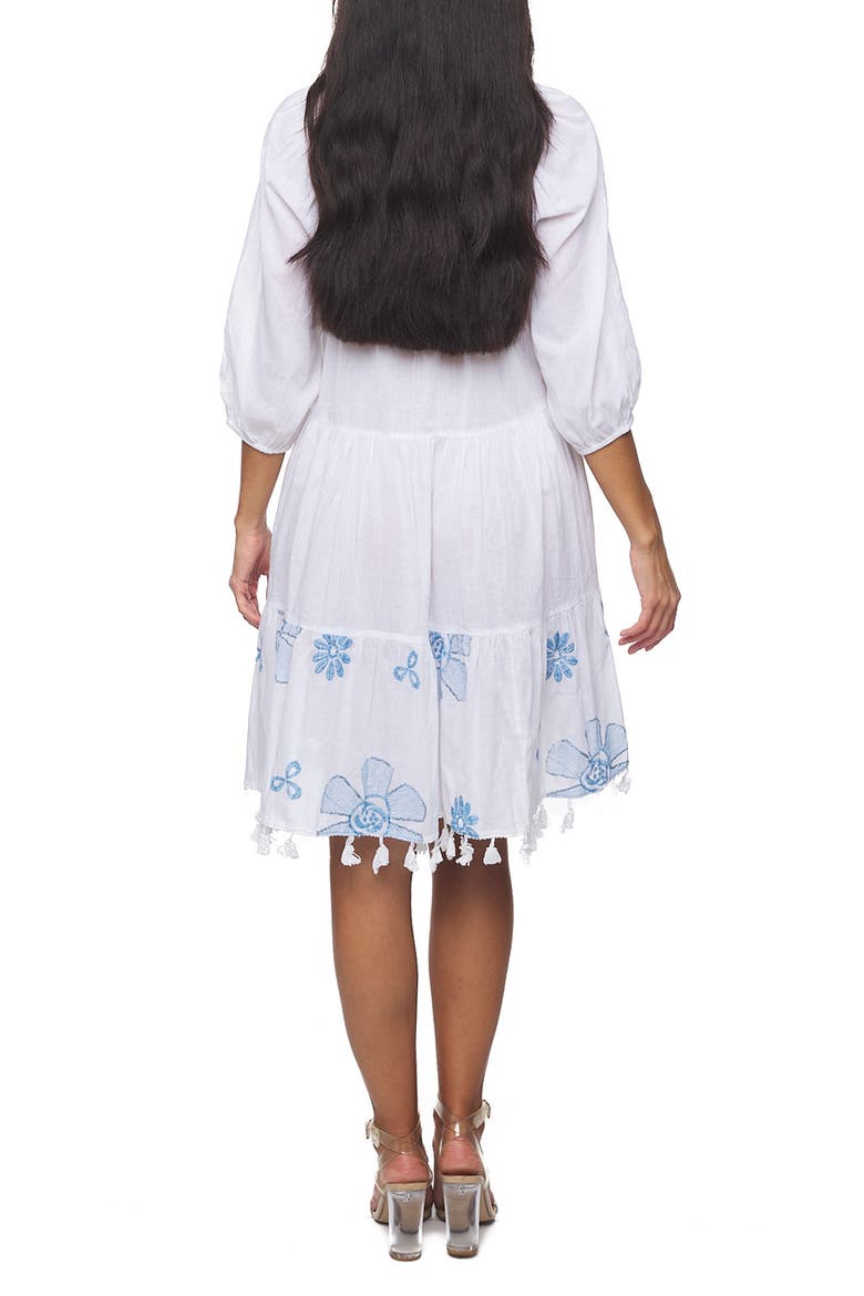 Tiered Sequin Tassel Trim Dress, Alternate, color, WHITE