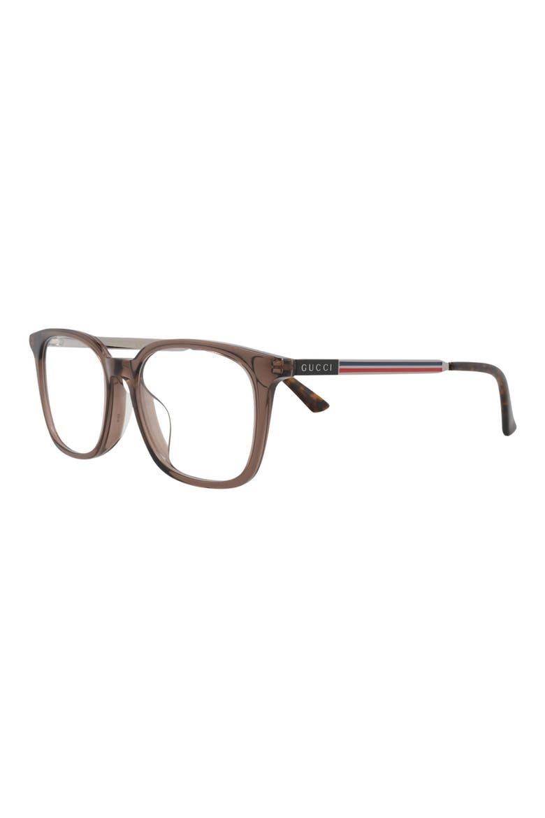 52mm Square Optical Glasses, Alternate, color, BROWN RUTHENIUM TRANSPARENT
