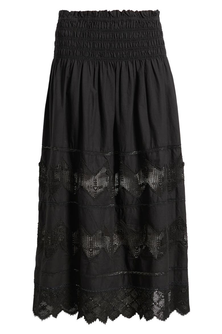 The Rosette Crochet Trim Cotton Pull-On Skirt, Alternate, color, BLACK
