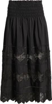 THE GREAT. The Rosette Crochet Trim Cotton Pull-On Skirt