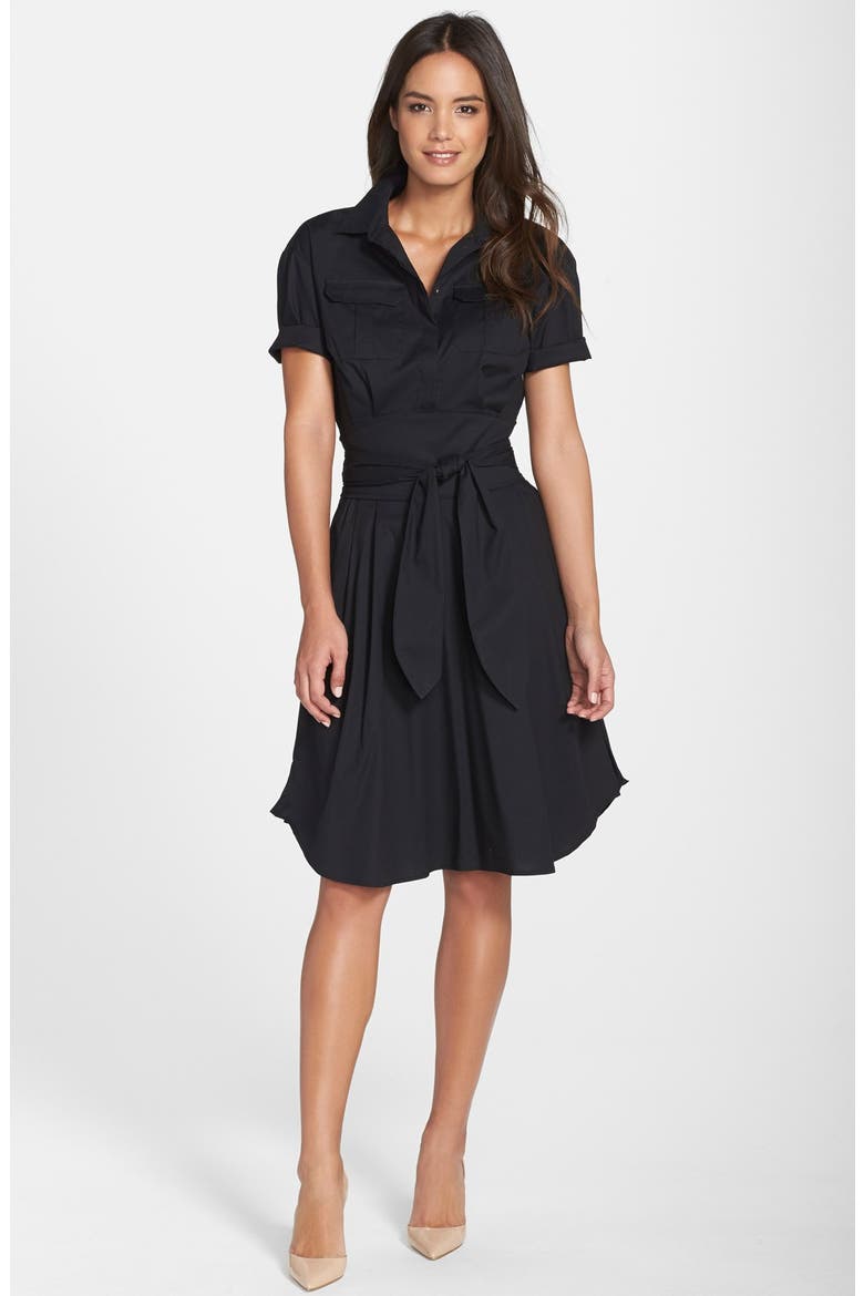 Maya Belted Shirtdress (Nordstrom Exclusive), Alternate, color, RICH BLACK