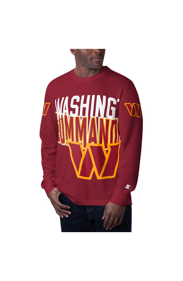 STARTER Men's Starter Burgundy Washington Commanders Clutch Hit Long Sleeve T-Shirt, Main, color, Burgundy