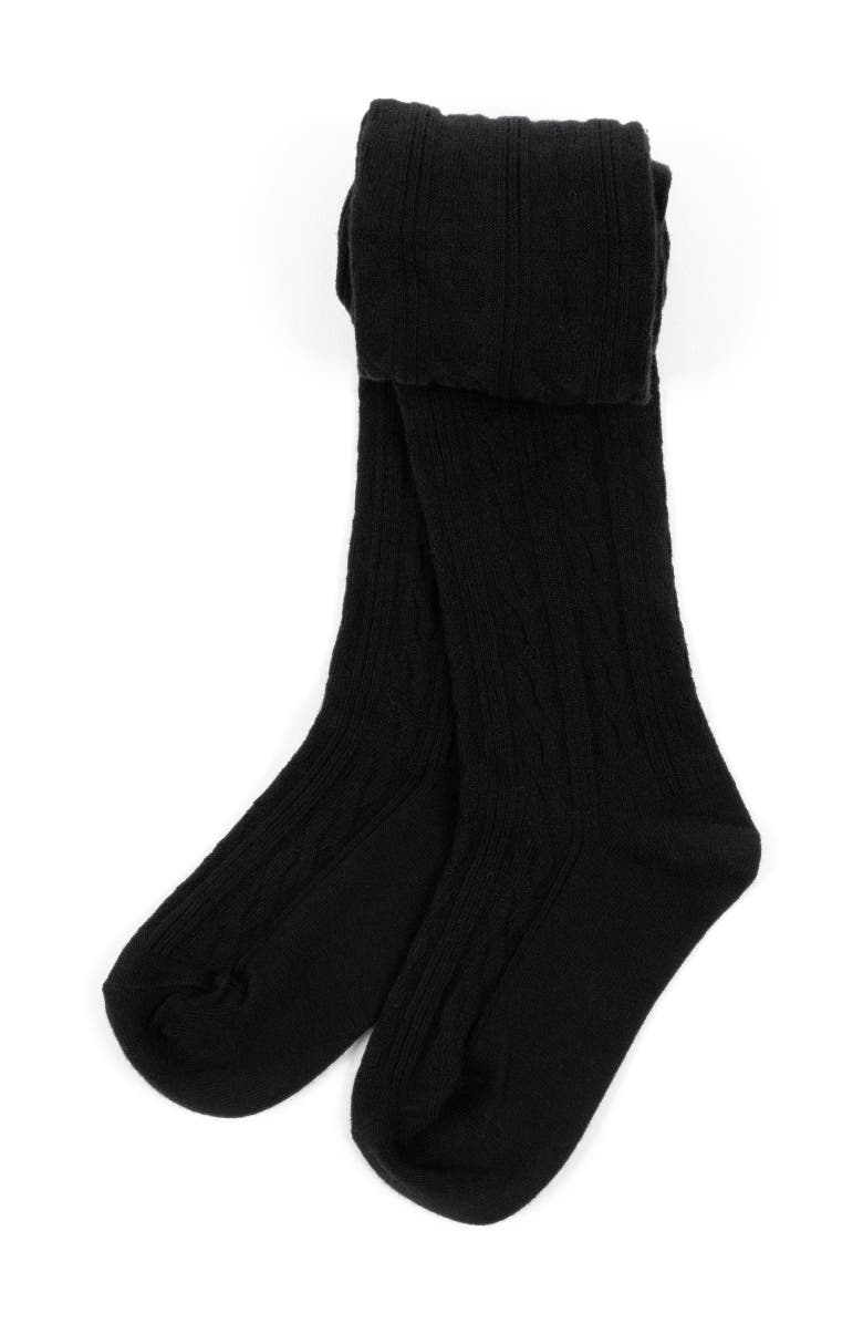 Leveret Girls Cable Knit Tights, Cotton Blend, Main, color, Black