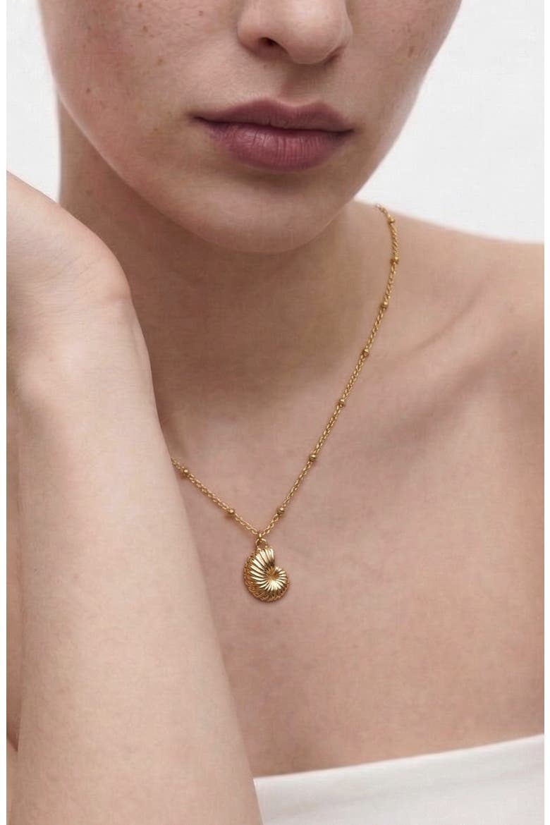 Coral Beaded Shell Chocker Necklace in Gold, Alternate, color, Gold