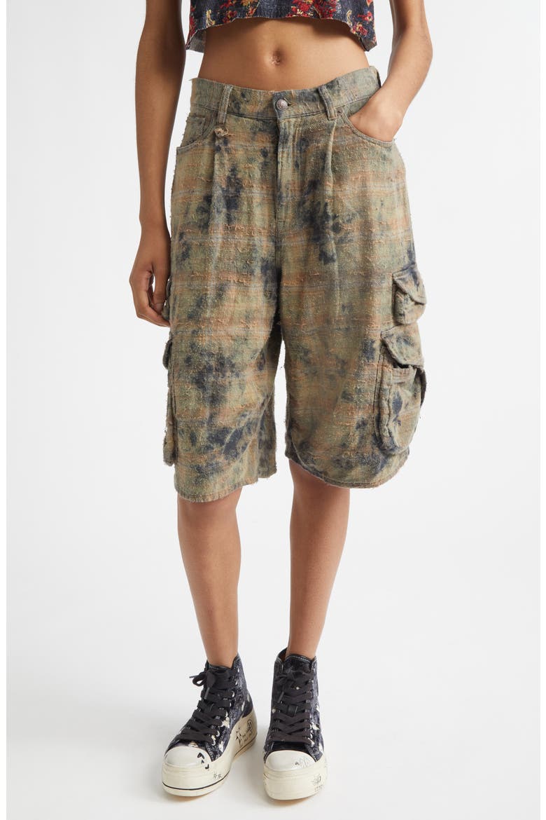Plaid Cotton Flannel Cargo Bermudo Shorts (Women) | Nordstrom