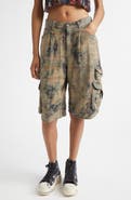 R13 Plaid Cotton Flannel Cargo Bermudo Shorts