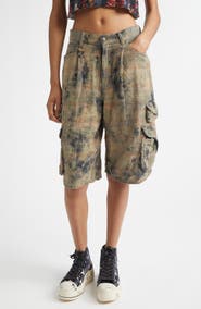 R13 Plaid Cotton Flannel Cargo Bermudo Shorts