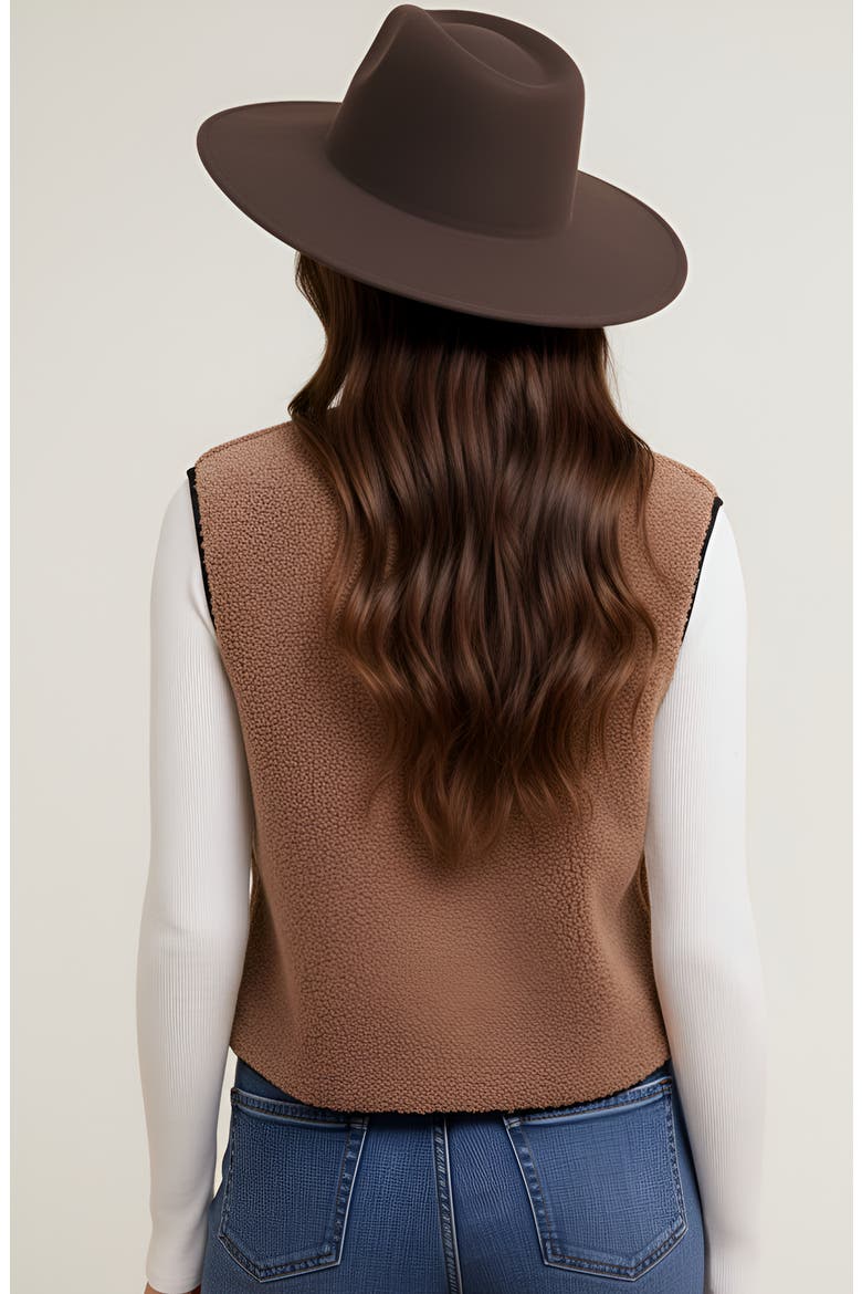 Faux Shearling Contrast-Trim Tie-Front Vest, Alternate, color, Faux Shearling