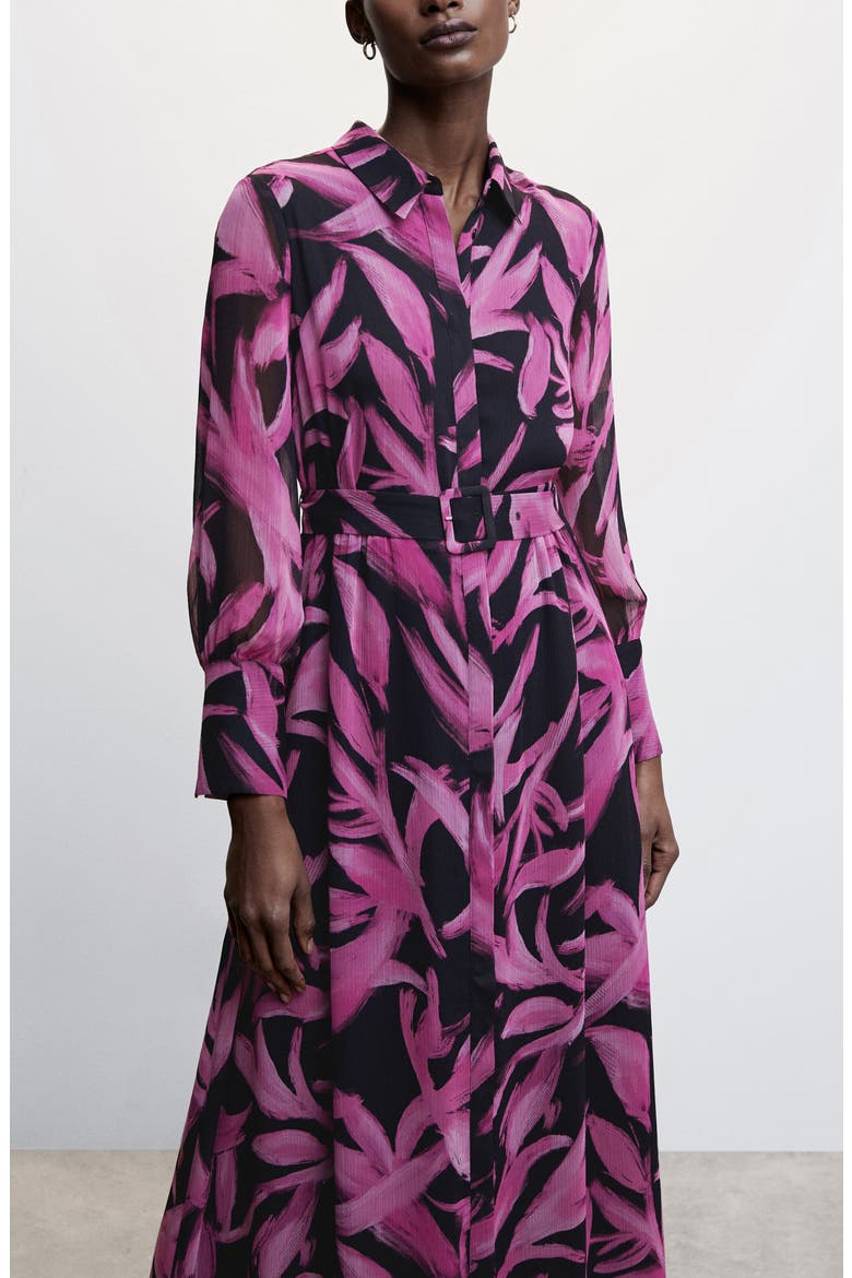 Long Sleeve Leaf Print Dress, Alternate, color, PURPLE/ BLACK