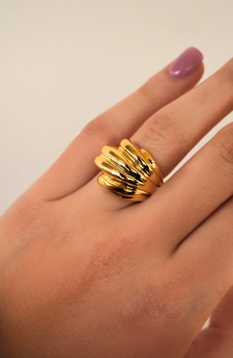 ARGENTO VIVO Ribbed Ring, Alternate, color, Gold