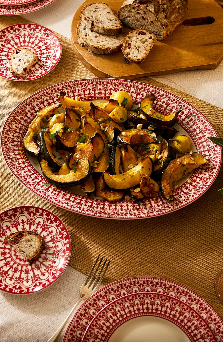 Caskata Casablanca Crimson Rimmed Oval Platter - Porcelain, Alternate, color, Red