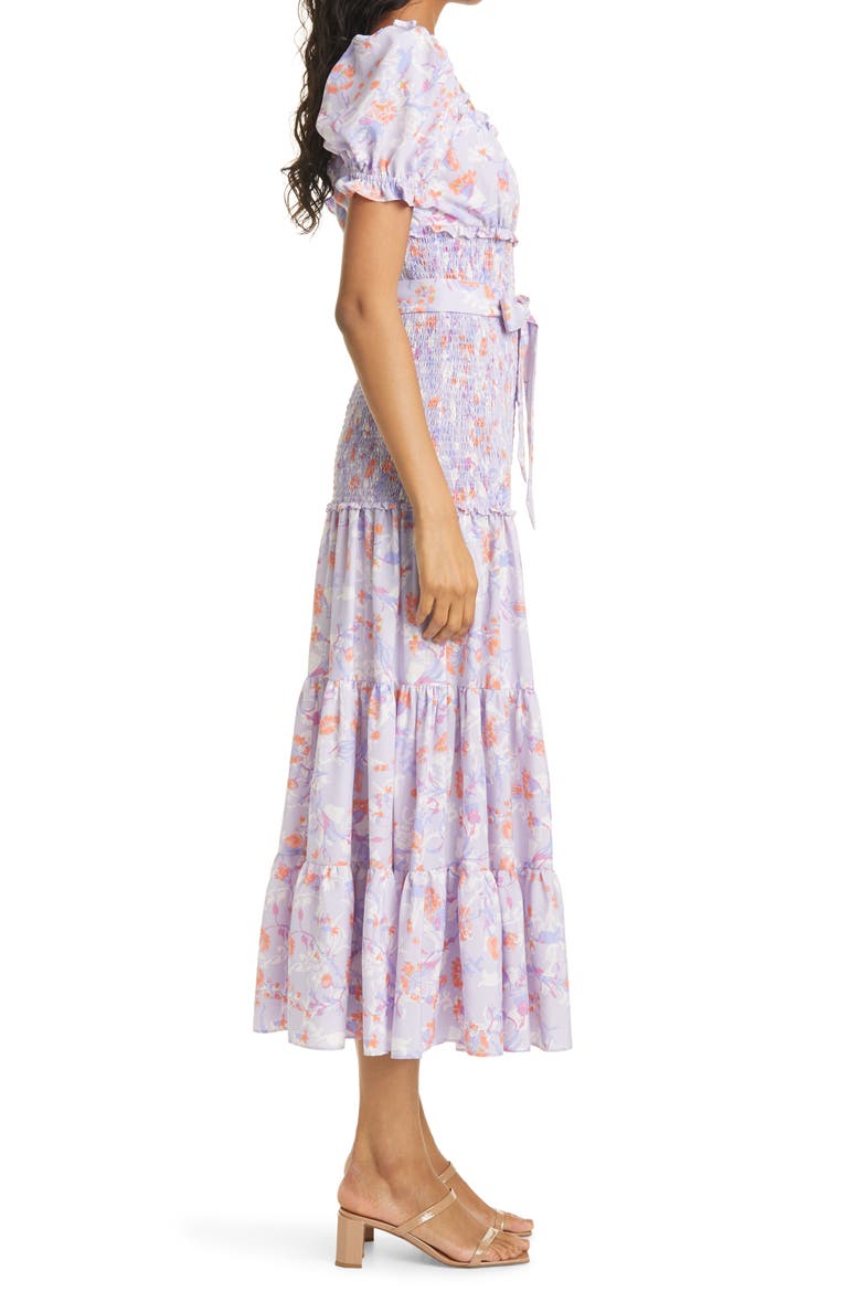 Taylor Floral Smocked & Belted Tiered Dress, Alternate, color, MULTI