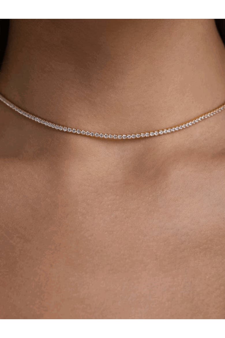 Moonlit Tennis Necklace with AAAAA Cubic Zirconia, Alternate, color, Gold