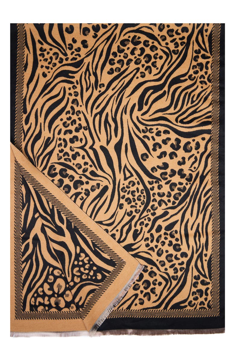 SAACHI Mixed Animal Print Scarf, Alternate, color, Brown