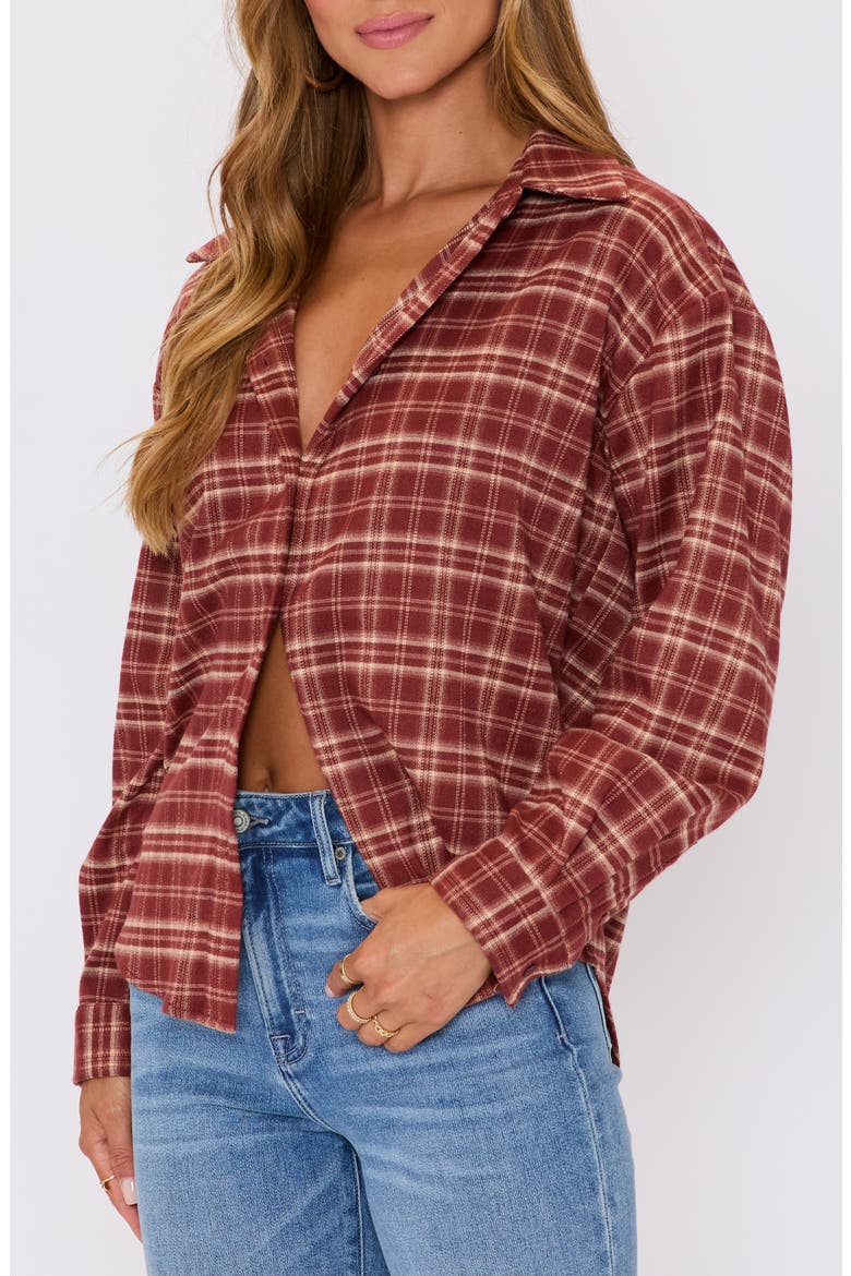 Poet Plaid Button-Up Shirt, Alternate, color, BRICK PLAID