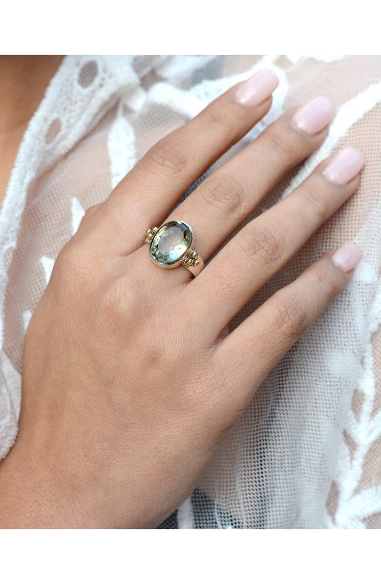 NITYA Sterling Silver Brass Prasiolite Ring, Alternate, color,