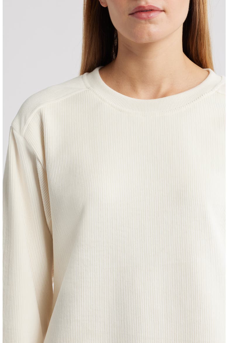 Ribbed Velour High-Low Sweatshirt, Alternate, color, CREAM