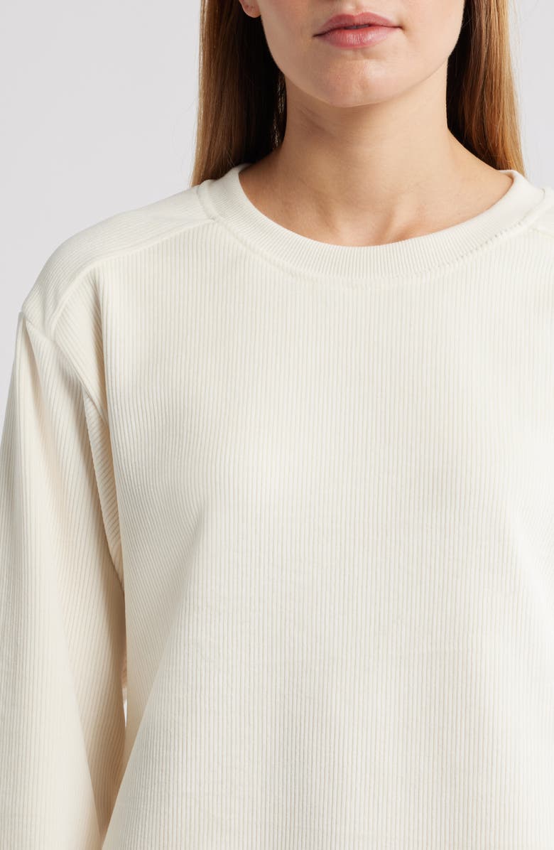 CITY BLUES Ribbed Velour High-Low Sweatshirt, Alternate, color, Cream