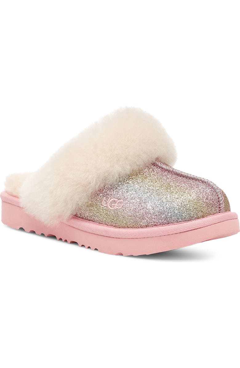 UGG<sup>®</sup> Cozy II Glitter Water Resistant Genuine Shearling Trim Clog, Main, color,
