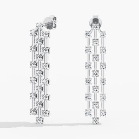 Triple Row Orbit Lab Diamond Drop in 14K Gold