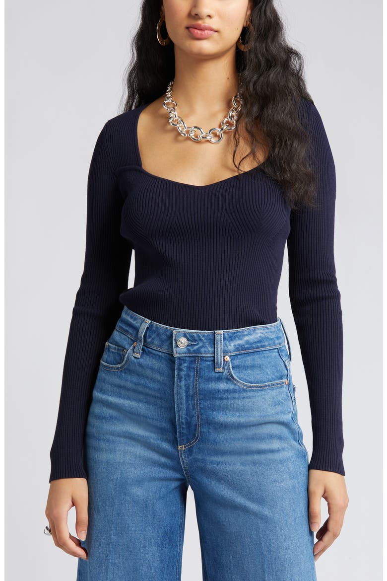 Sweetheart Neck Rib Top, Alternate, color, NAVY BARITONE