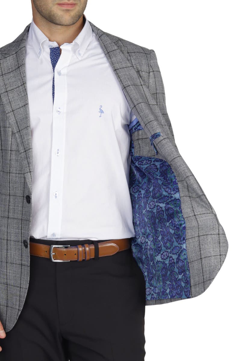 TailorByrd Signature Grey Melange Windowpane Sportcoat, Alternate, color, Grey