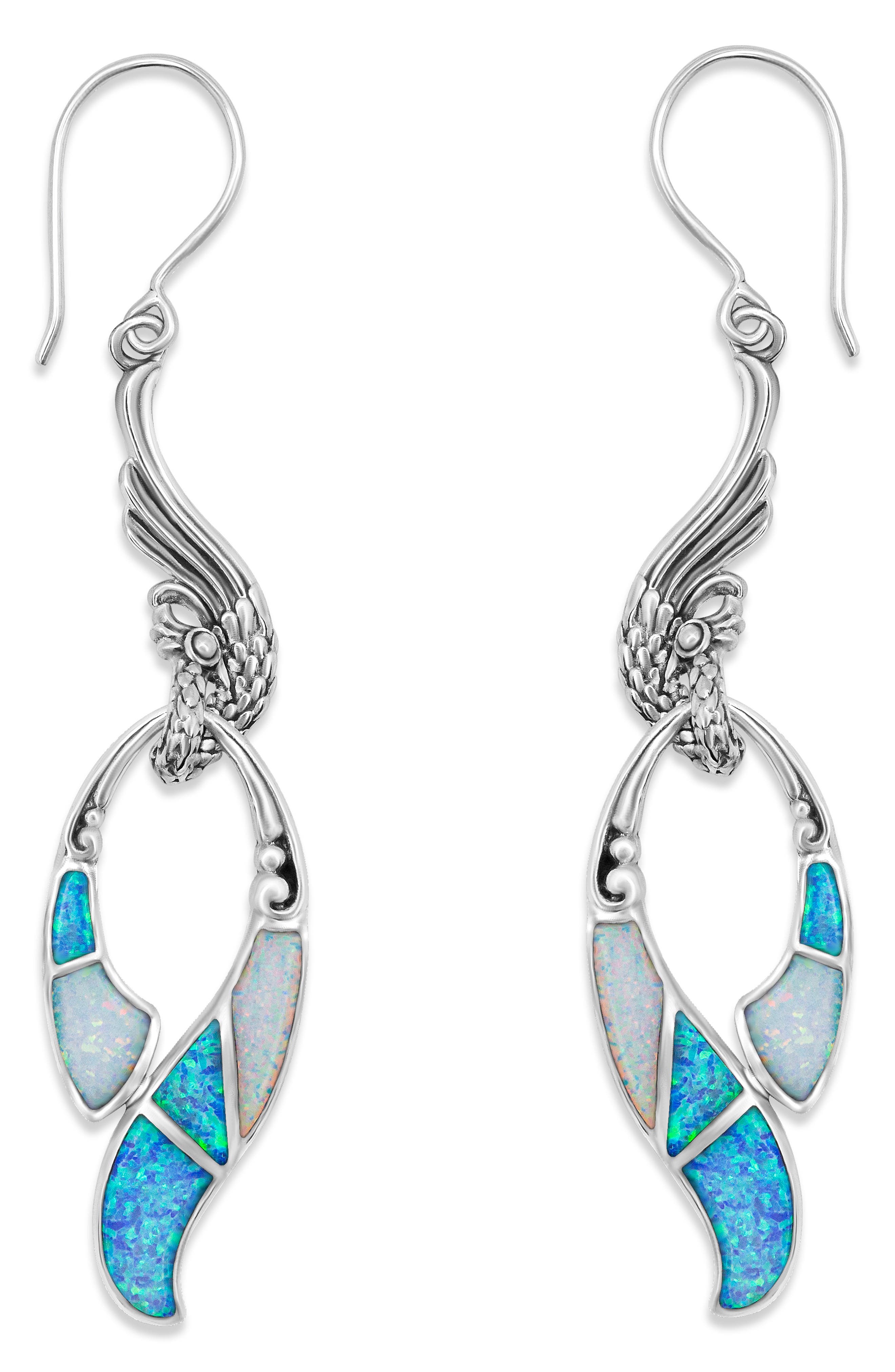Peacock Mother of Pearl & Abalone Drop Earrings