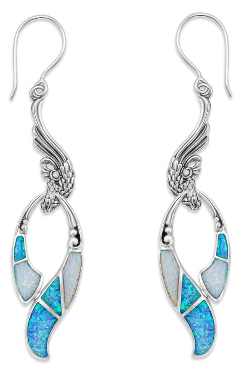 Peacock Mother of Pearl & Abalone Drop Earrings