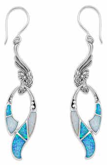 Peacock Mother of Pearl & Abalone Drop Earrings
