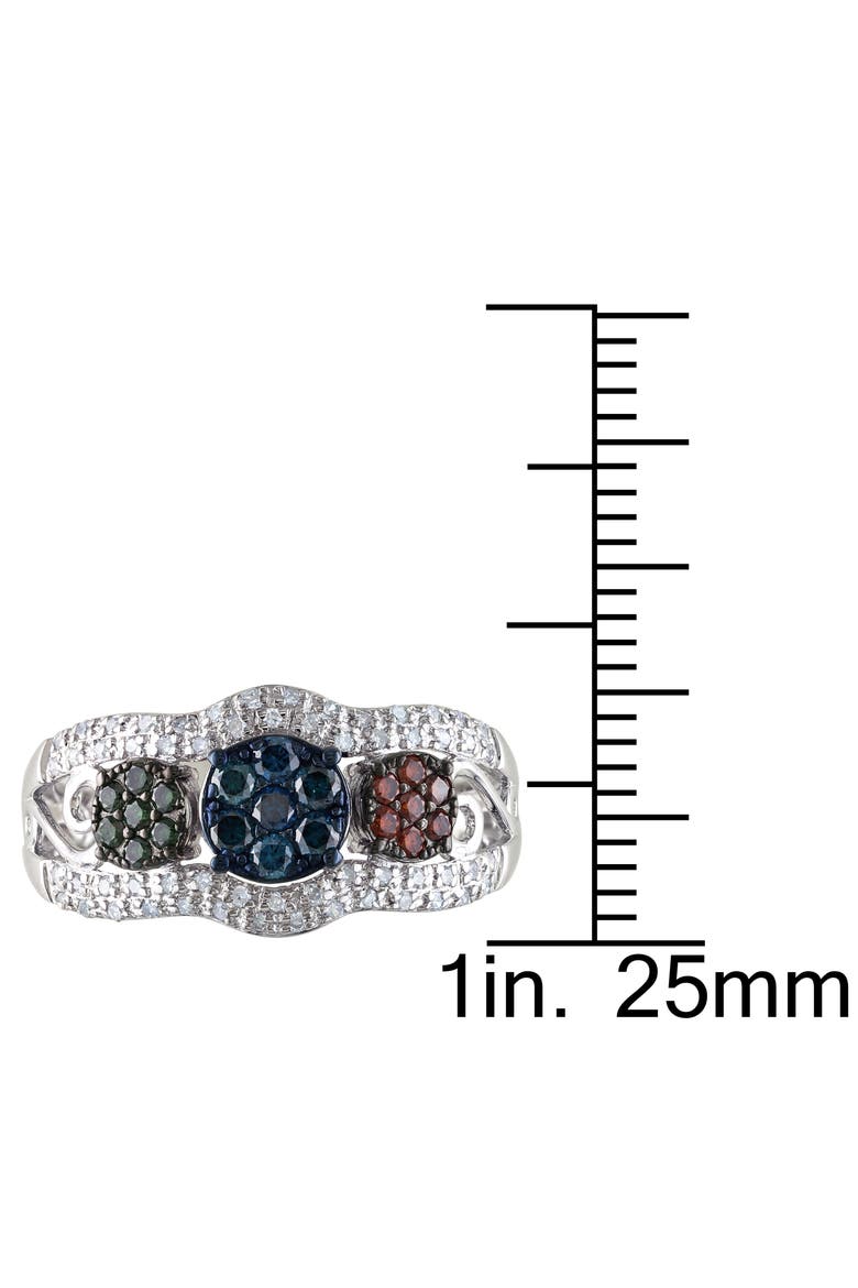 Multi-Color Diamond Cluster Ring, Alternate, color, Multi-Color Diamond