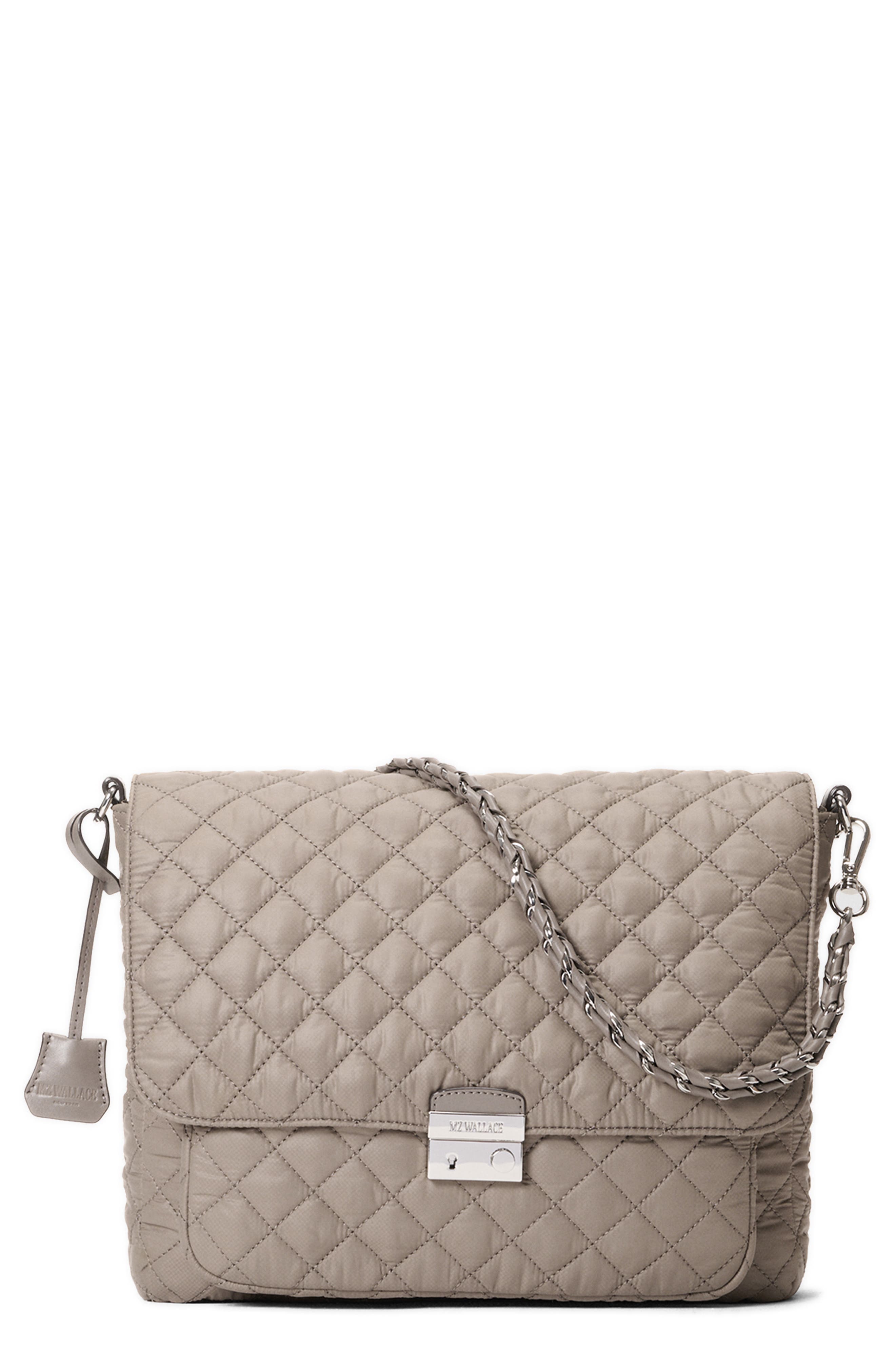 MZ Wallace Large Crosby Lock Quilted Nylon Crossbody Bag, Main, color, Morning Dove