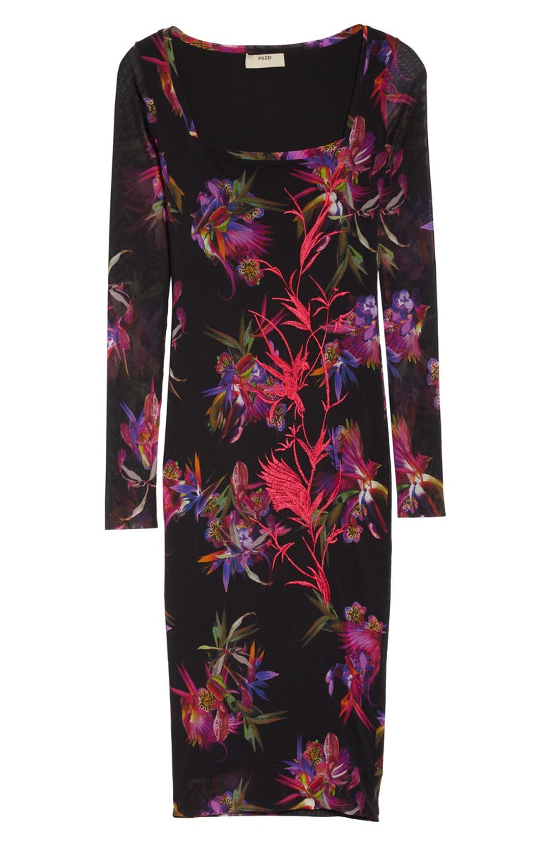 Fuzzi Floral Embroidered Long Sleeve Dress, Alternate, color, 