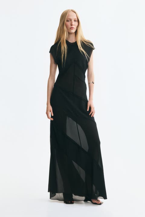 Dual-fabric Maxi Dress