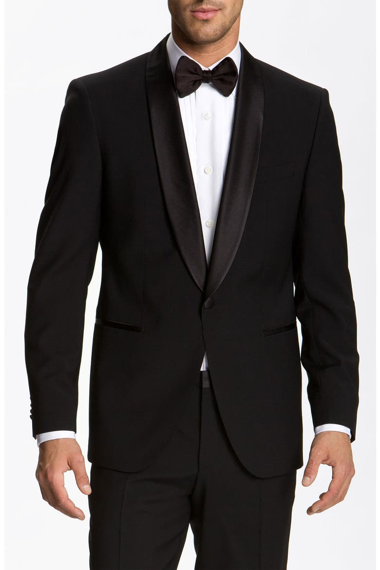 'Sky Gala' Shawl Lapel Tuxedo, Alternate, color, BLACK