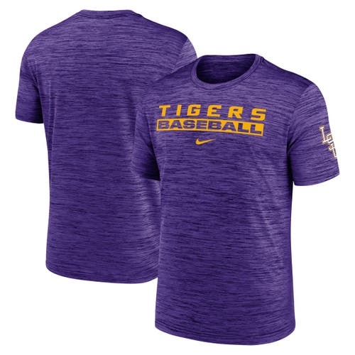 Nike Purple Lsu Tigers Velocity Baseball Wordmark Stack Performance T-shirt