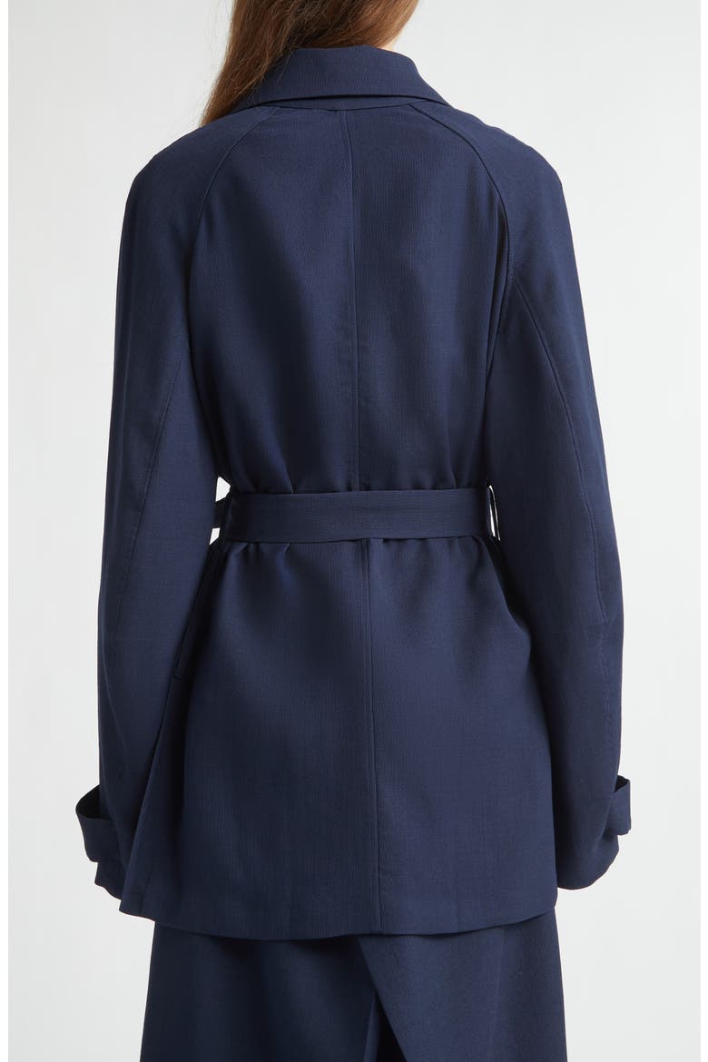 Origami Belted Virgin Wool Jacket, Alternate, color, NAVY