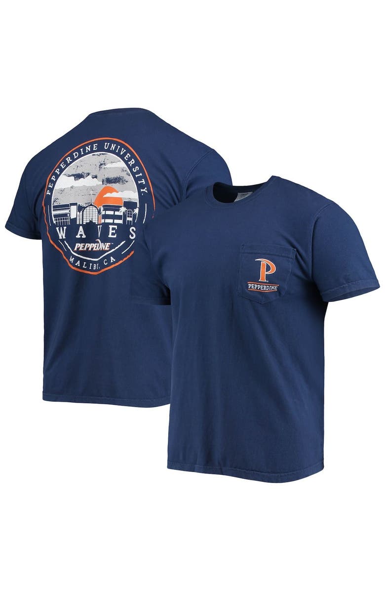 IMAGE ONE Men's Navy Pepperdine Waves Circle Campus Scene T-Shirt, Alternate, color, 
