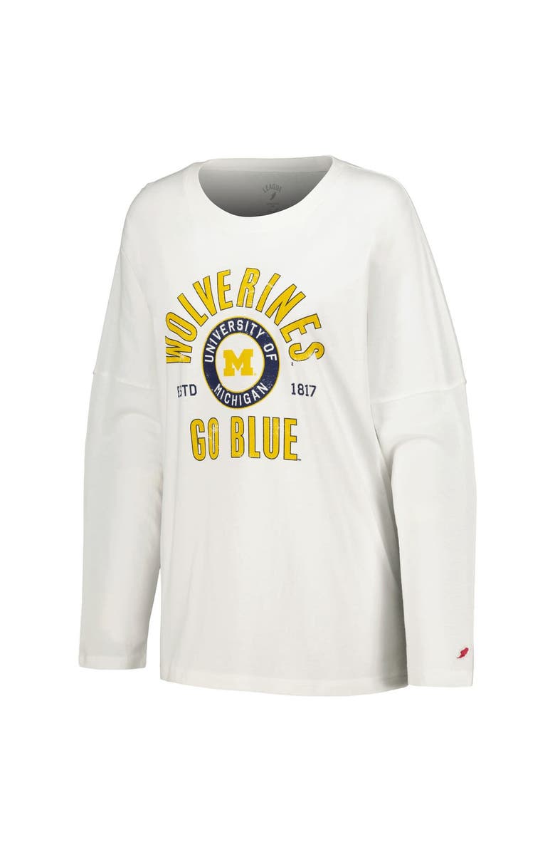 LEAGUE COLLEGIATE WEAR Women's League Collegiate Wear White Michigan Wolverines Clothesline Oversized Long Sleeve T-Shirt, Alternate, color, White