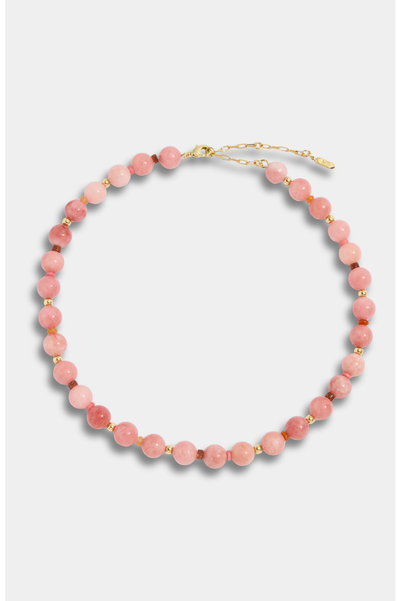 Dot Necklace Strawberry Sunstone Quartz, Main, color, Pink