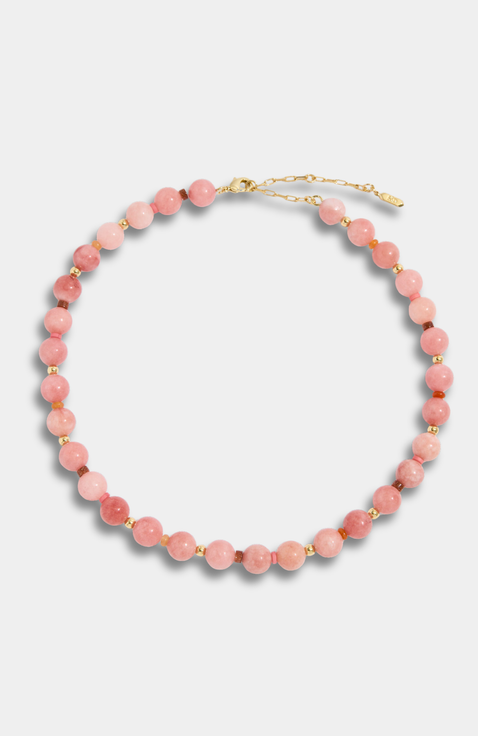 Dot Necklace Strawberry Sunstone Quartz