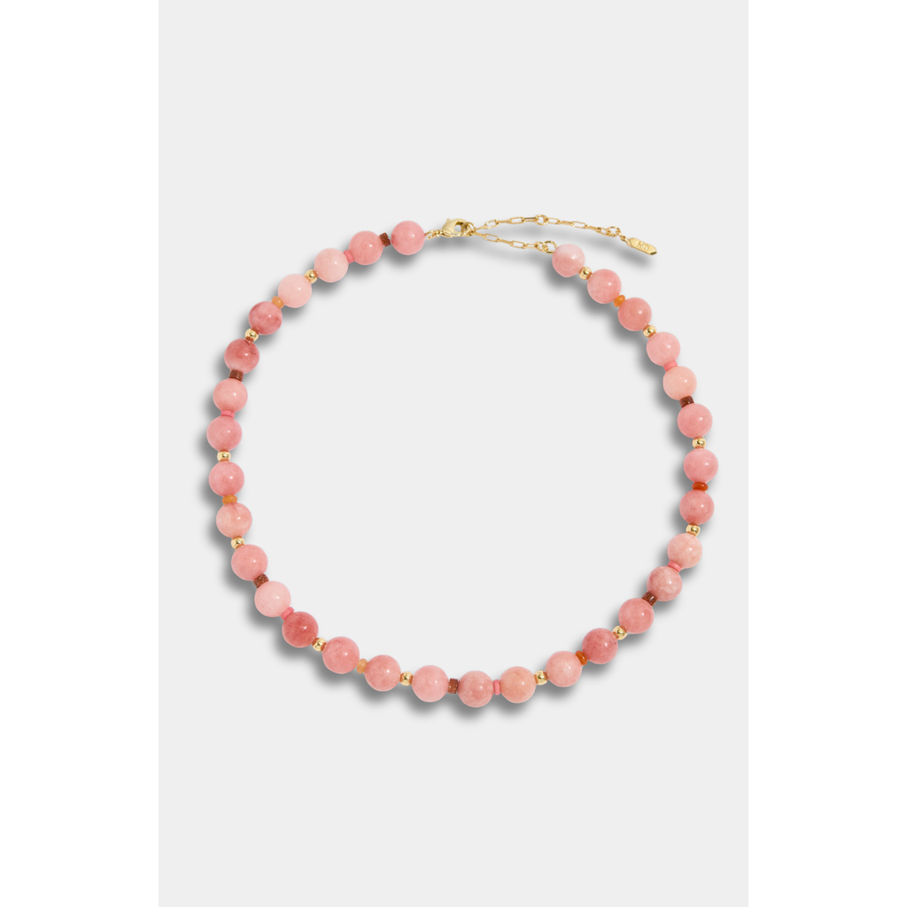 Stella & Dot Dot Necklace Strawberry Sunstone Quartz In Green