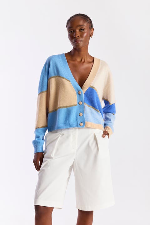 Abstract Scenic 100% Cashmere Cardigan