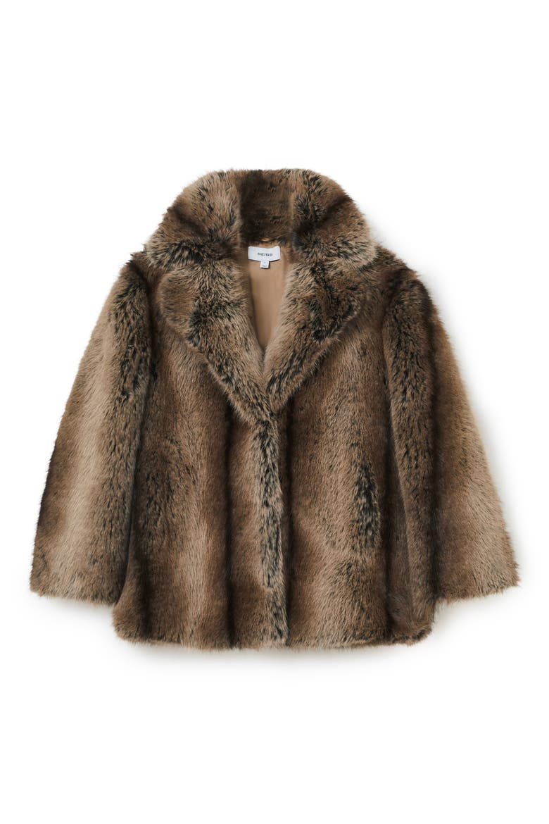 Laila Faux Fur Coat, Alternate, color, BROWN