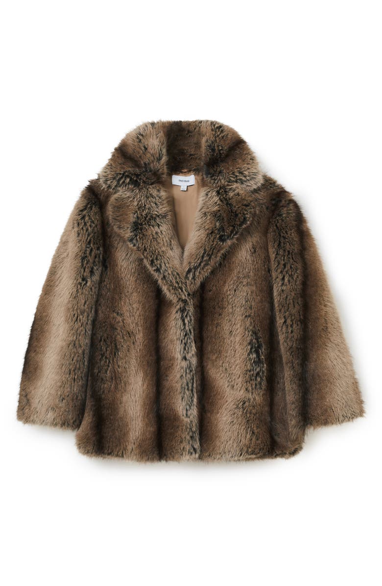 Reiss Laila Faux Fur Coat, Alternate, color, Brown