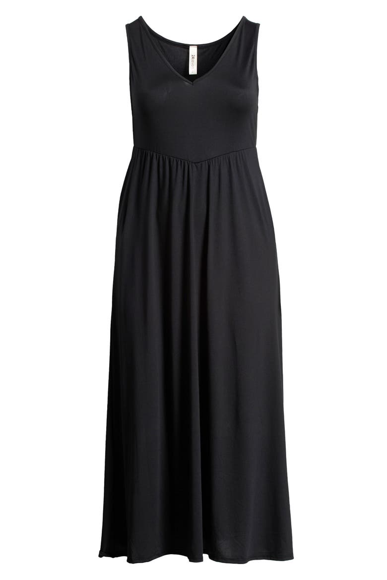 Sleeveless Stretch Maxi Dress, Alternate, color, BLACK