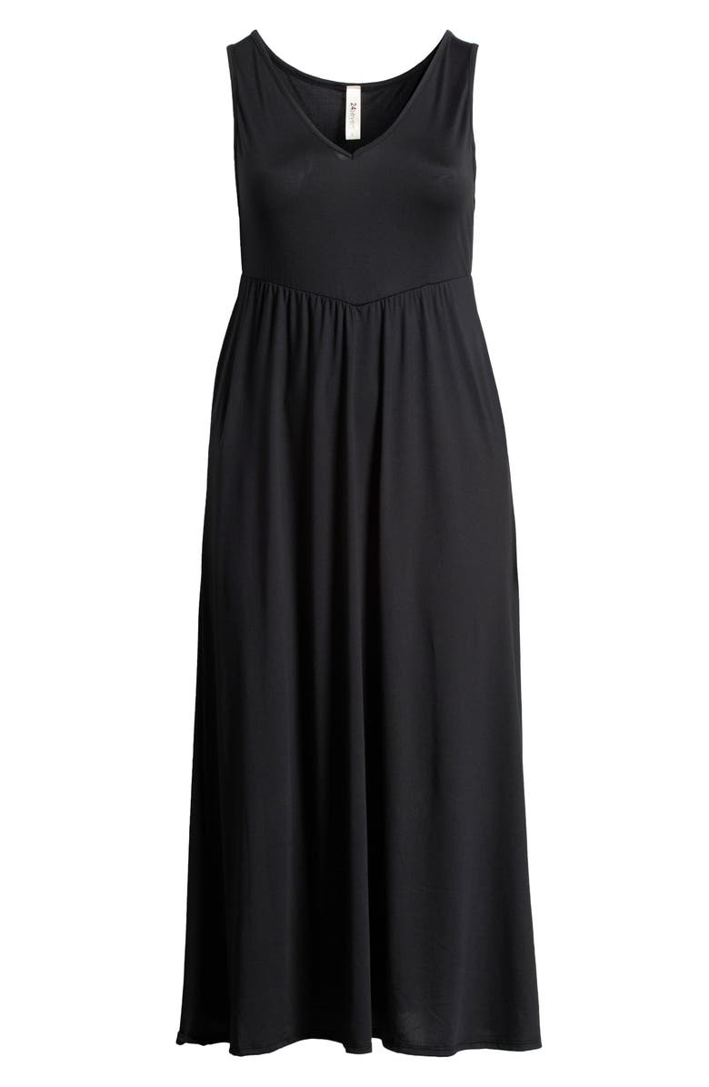 24seven Comfort Apparel Sleeveless Stretch Maxi Dress, Alternate, color, Black