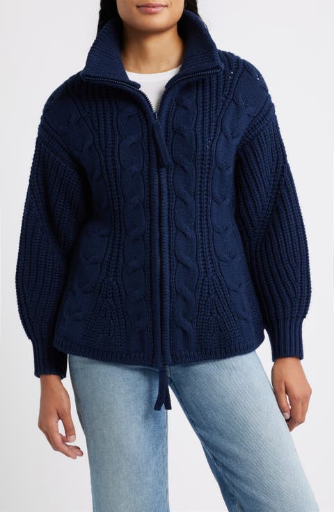 Leigh Merino Wool Zip-Up Cardigan