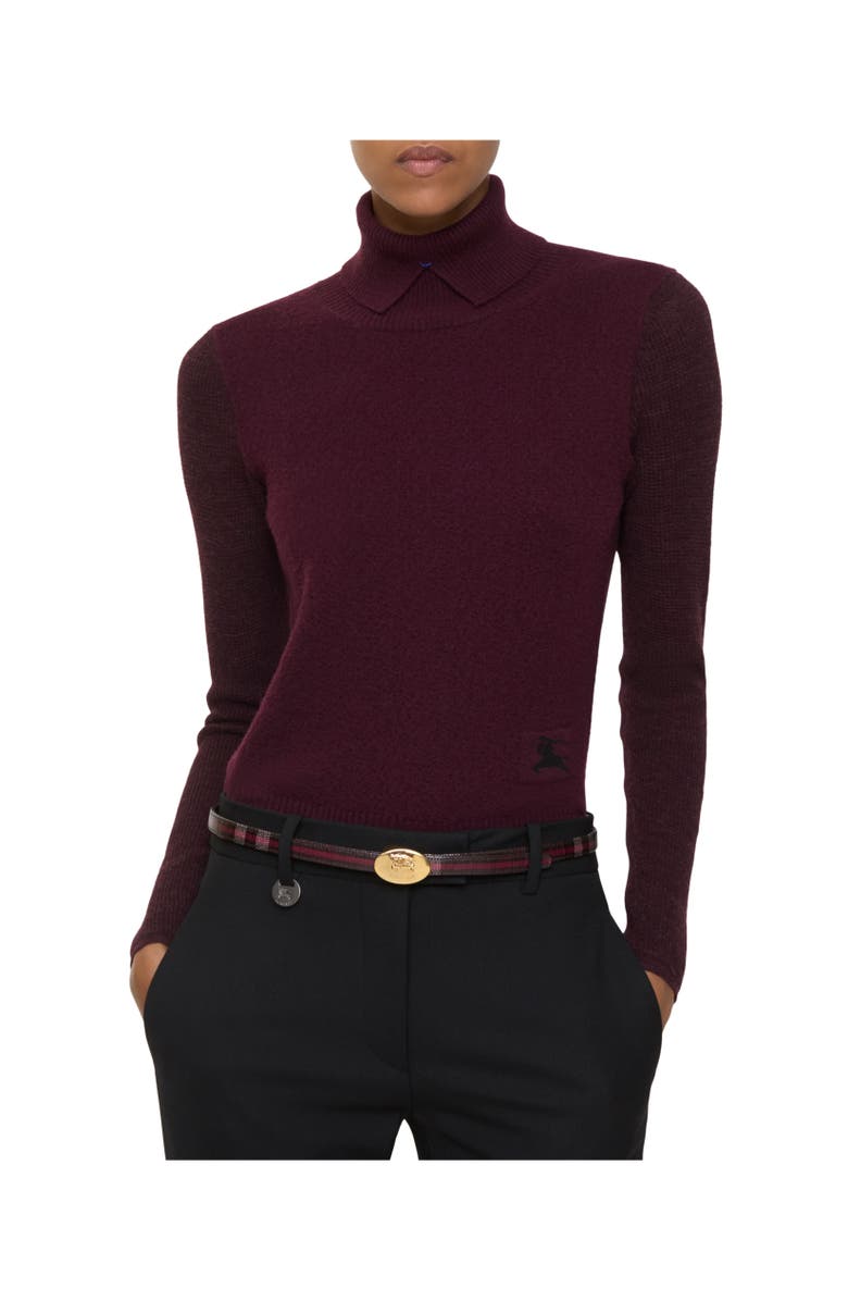 Burberry Thin Reversible Check Knight Stamp Belt, Alternate, color, Mahogany Red/Gold